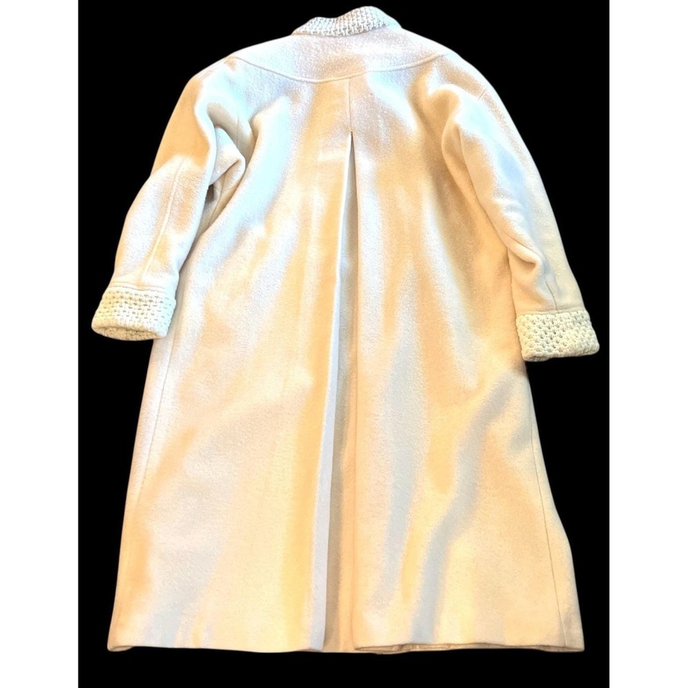 VTG 1960s Portrait Wool Maxi Coat L ILGWU Union Made USA Ivory Duster Trench Mod - Picture 7 of 16